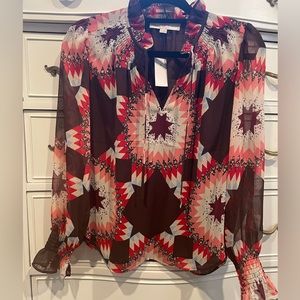 LOFT long sleeve printed blouse NWT